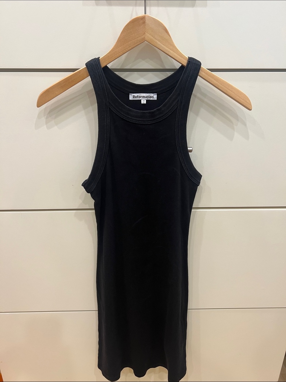 Reformation Black Ribbed Tank Dress